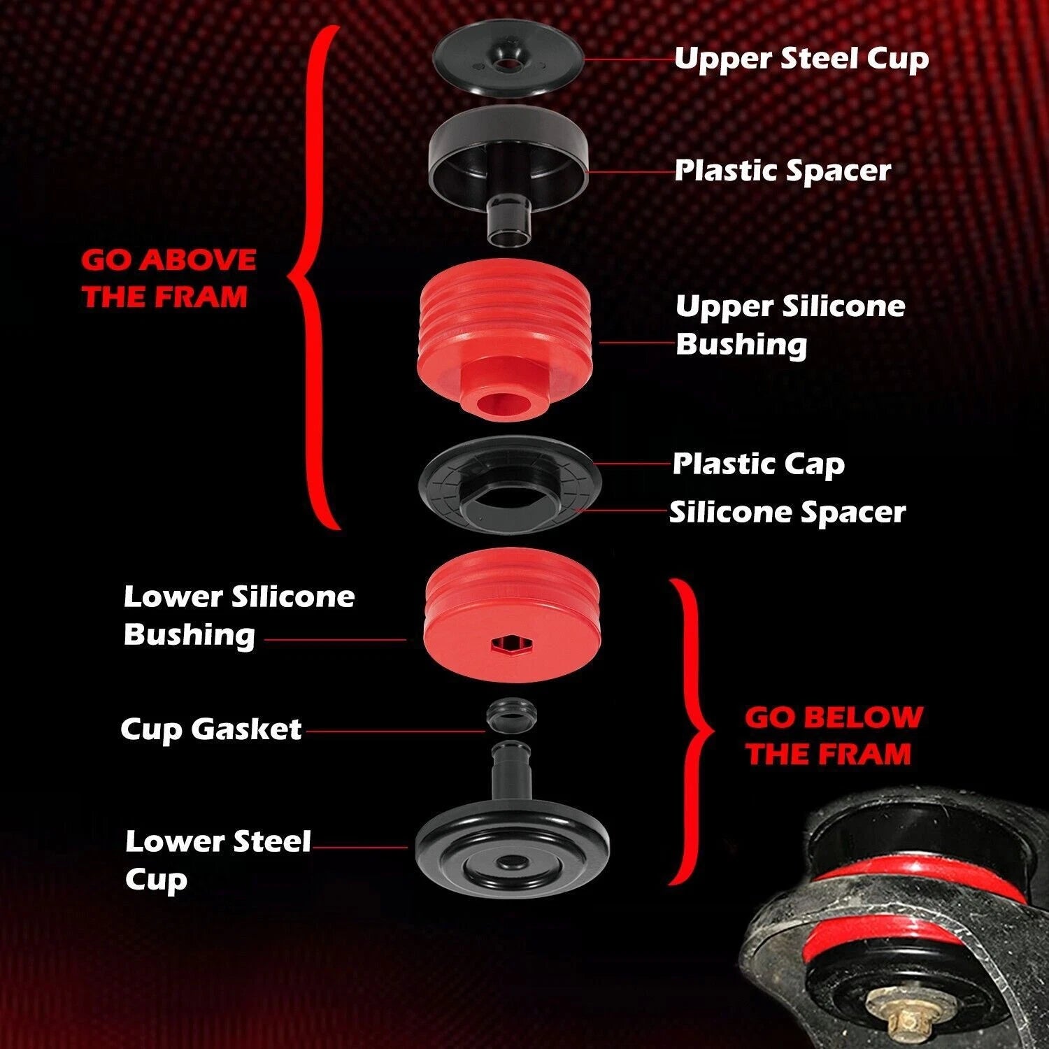 Silicone Body Mount Bushing Kit for Ford F250 F350 (2008–2016)