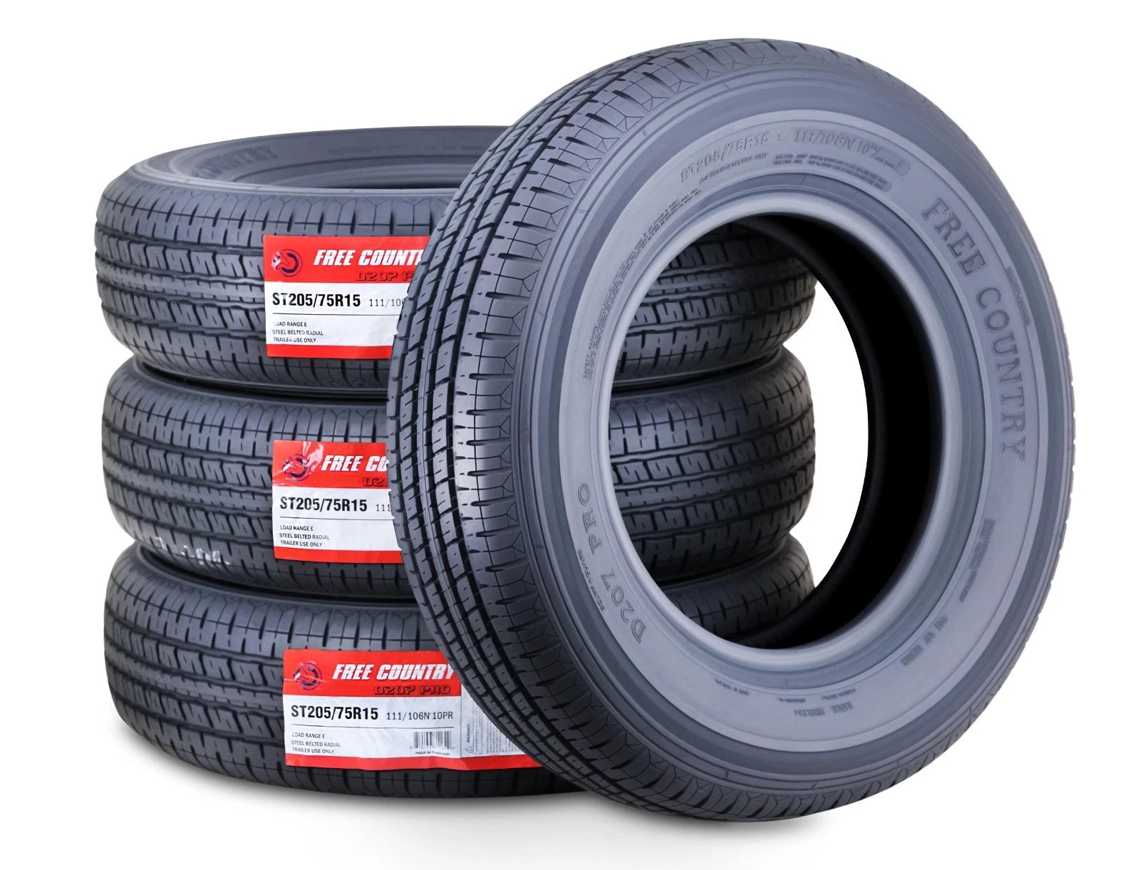 Set of 4 ST 205/75R15 Trailer Tires 205 75 15 10PR Radial LRE Heavy Duty