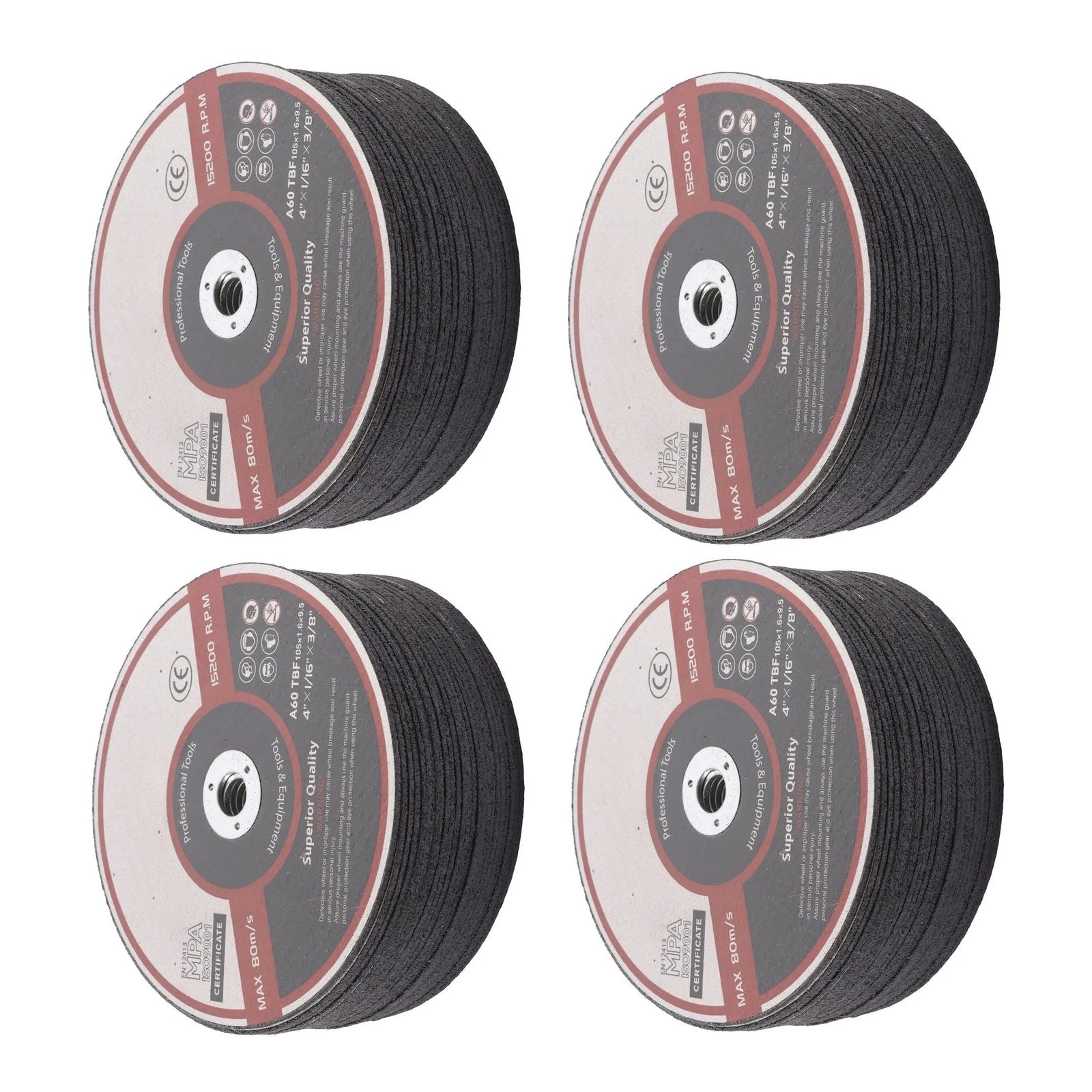 100 Pack Metal and Stainless Steel Cut Off Wheels for Die Grinders (4"x1/16"x3/8")
