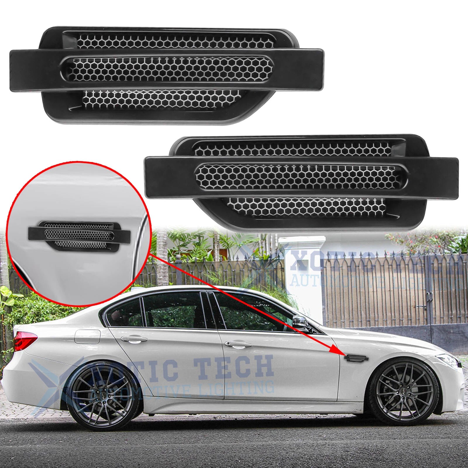 Universal Shark Side Fender Hood Airflow Scoop Vent Decor Cover (2-Pack  )