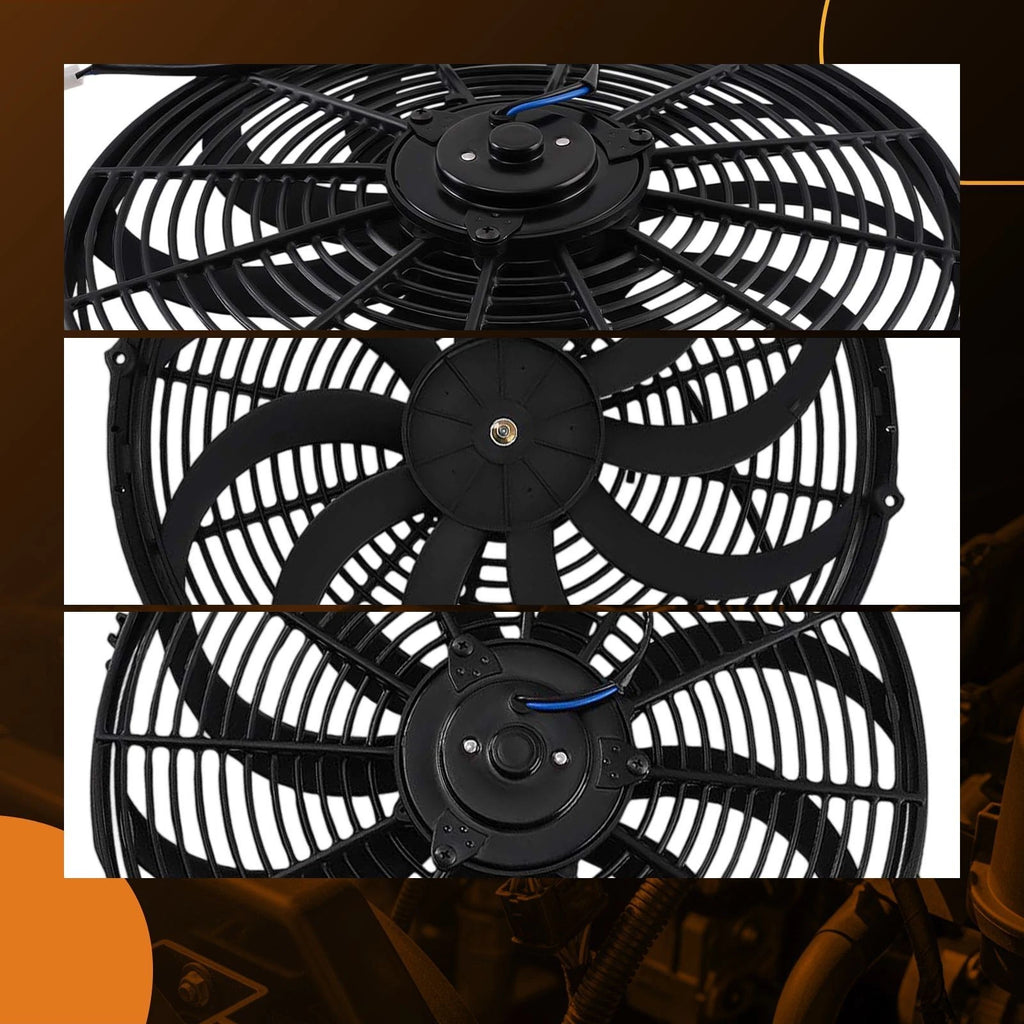 2X 16 Inch Electric Radiator Slim Fan Assembly 12V 120W Universal Fitment