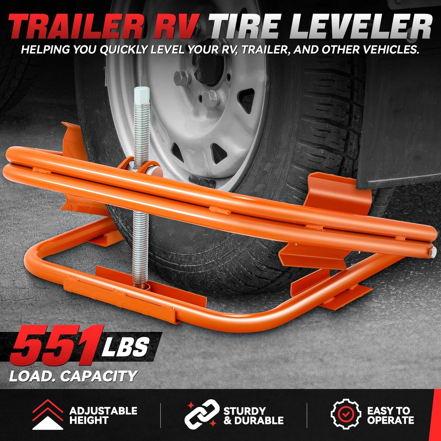 Adjustable Tire Leveler for 13"-15" Wheels (551LBS/250KG Capacity)