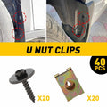 40x Under Splash Engine Shield Guard Bolts U-nut Clip Fastener for