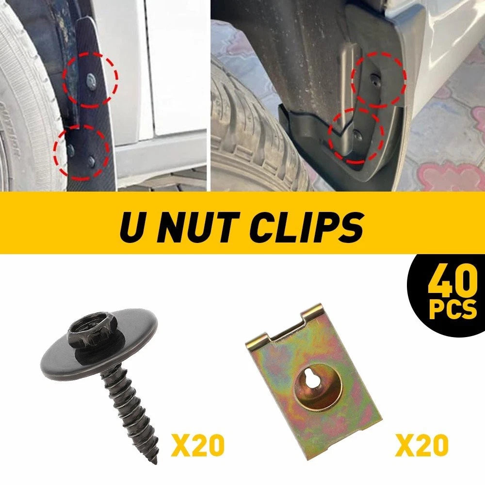 40x Under Splash Engine Shield Guard Bolts U-nut Clip Fastener for