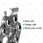 3/8 058 70DL Semi Chisel Carbide Chainsaw Chain for Echo