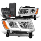 Pair of LED Chrome Amber Projector Headlights for Grand Cherokee (2014–2016)