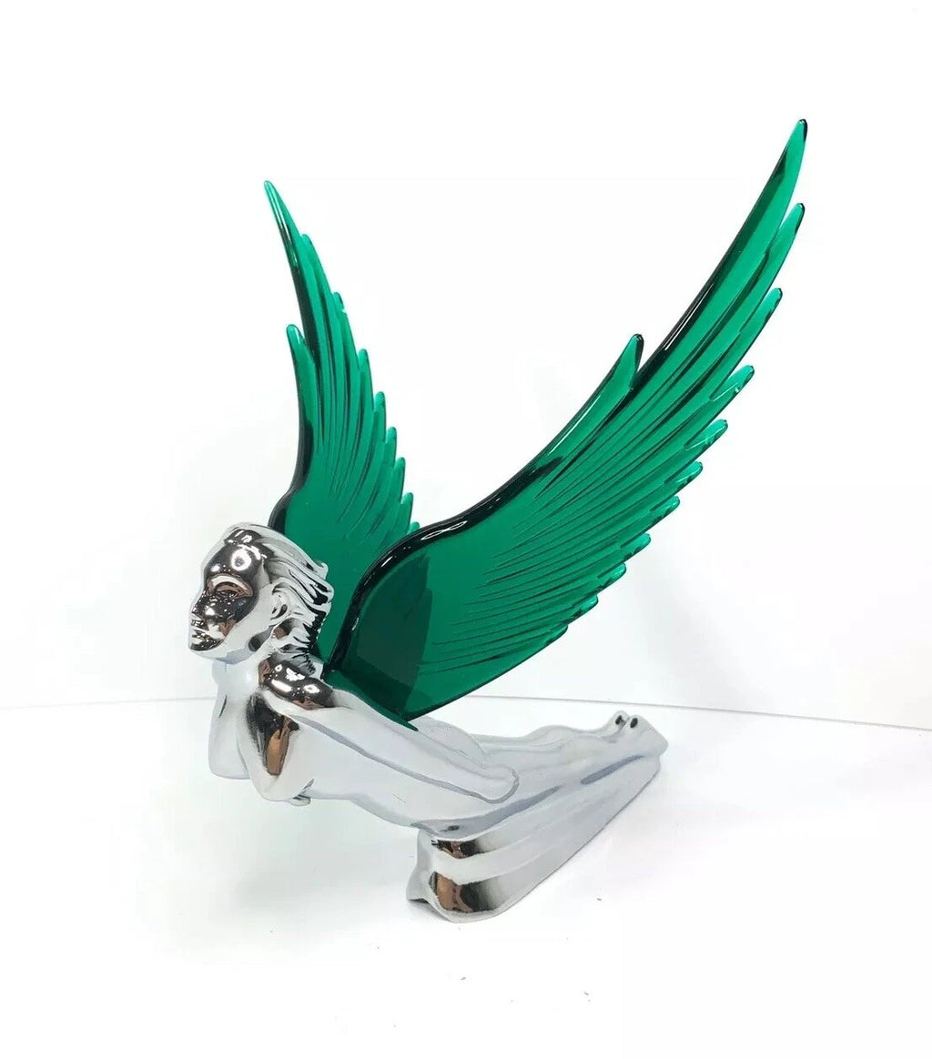 Hood Ornament Replacement Green Flying Goddess for Universal Fit (1950–2025)