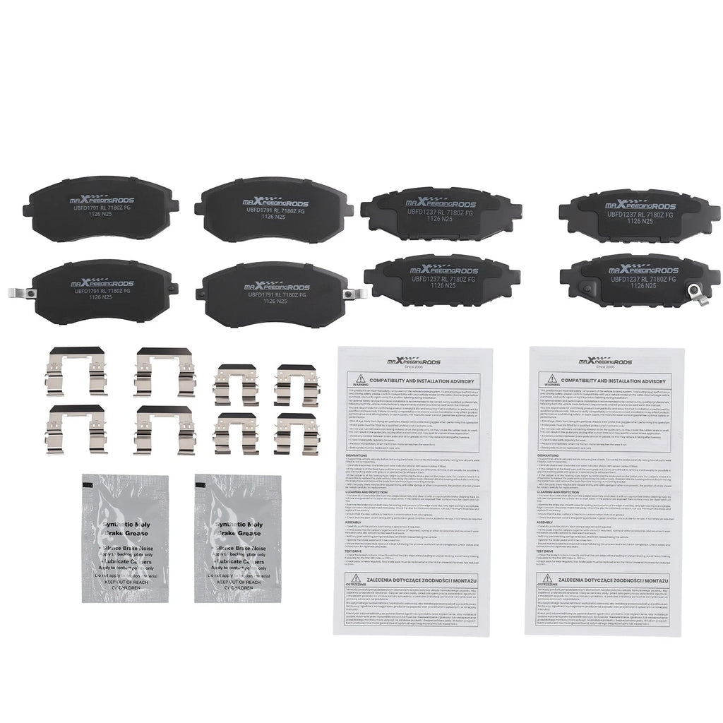 Set of 8 Ceramic Brake Pads for Subaru Forester (2009–2013)