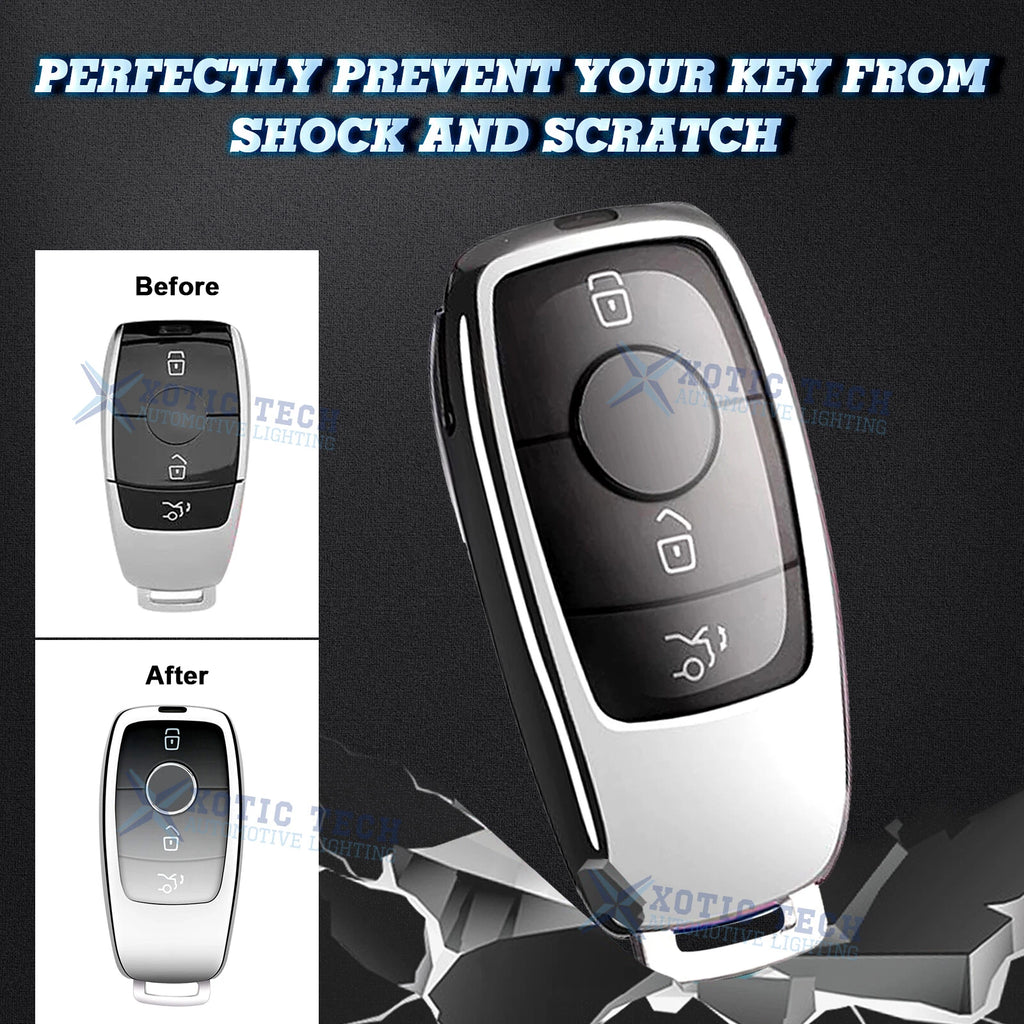 Soft TPU Smart Key Fob Cover with Button for Mercedes-Benz A B (2014-2019)