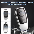 Soft TPU Smart Key Fob Cover with Button for Mercedes-Benz A B (2014-2019)