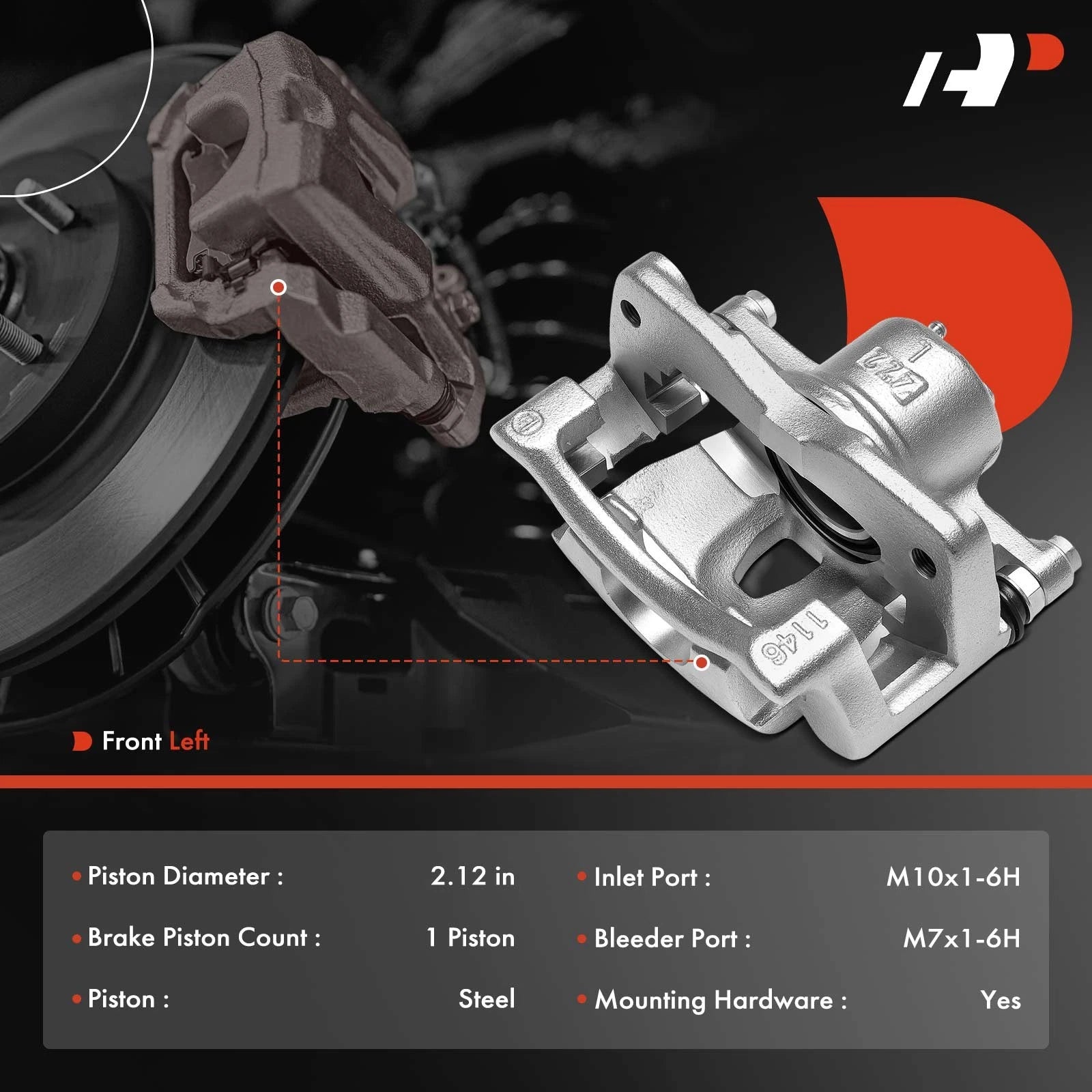 Front Left Disc Brake Caliper w/ Bracket for Toyota Prius C (2012-2017)
