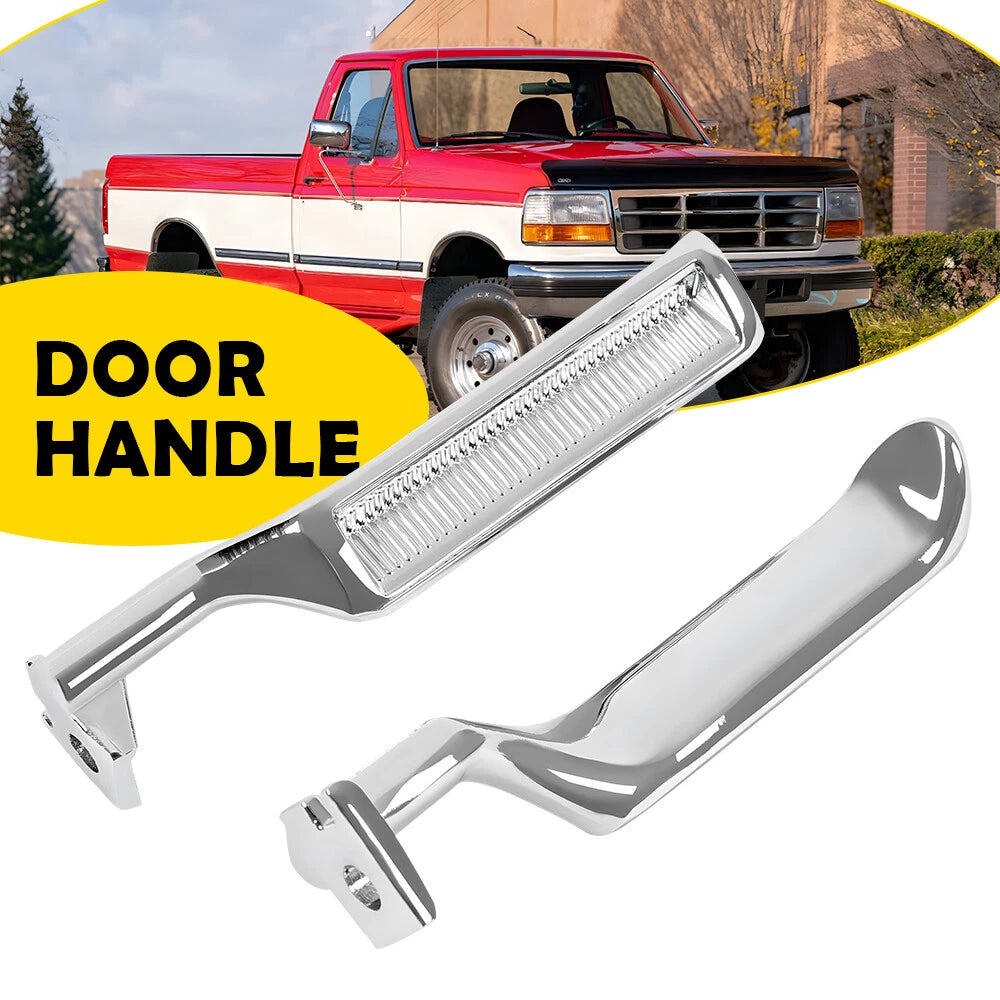Chrome Metal Inside Door Handles Pair for Ford F150 F250 (1987–1996)