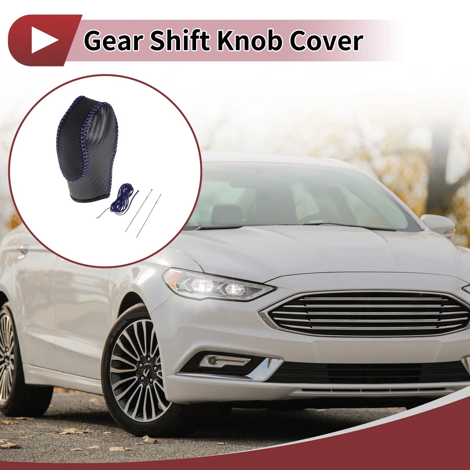 Gear Shift Knob Cover for Ford Fusion (2013–2016) Black Blue