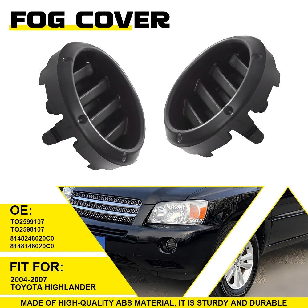 Fog Light Cover Set of 2 for Toyota Highlander (2004–2007) Black H