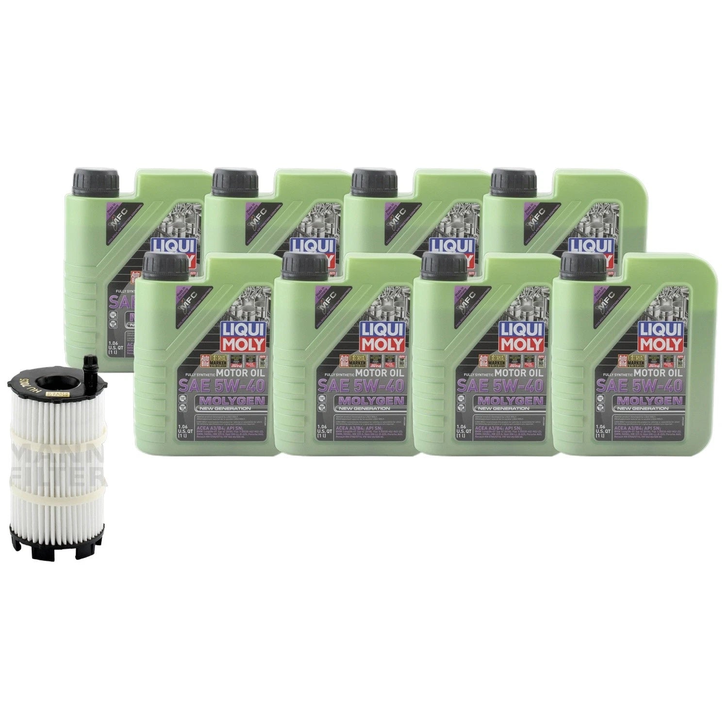 Engine Oil Change Kit 5W40 for Audi A8 Quattro 4.2 (2000–2002) - 8L Liqui Moly Molygen