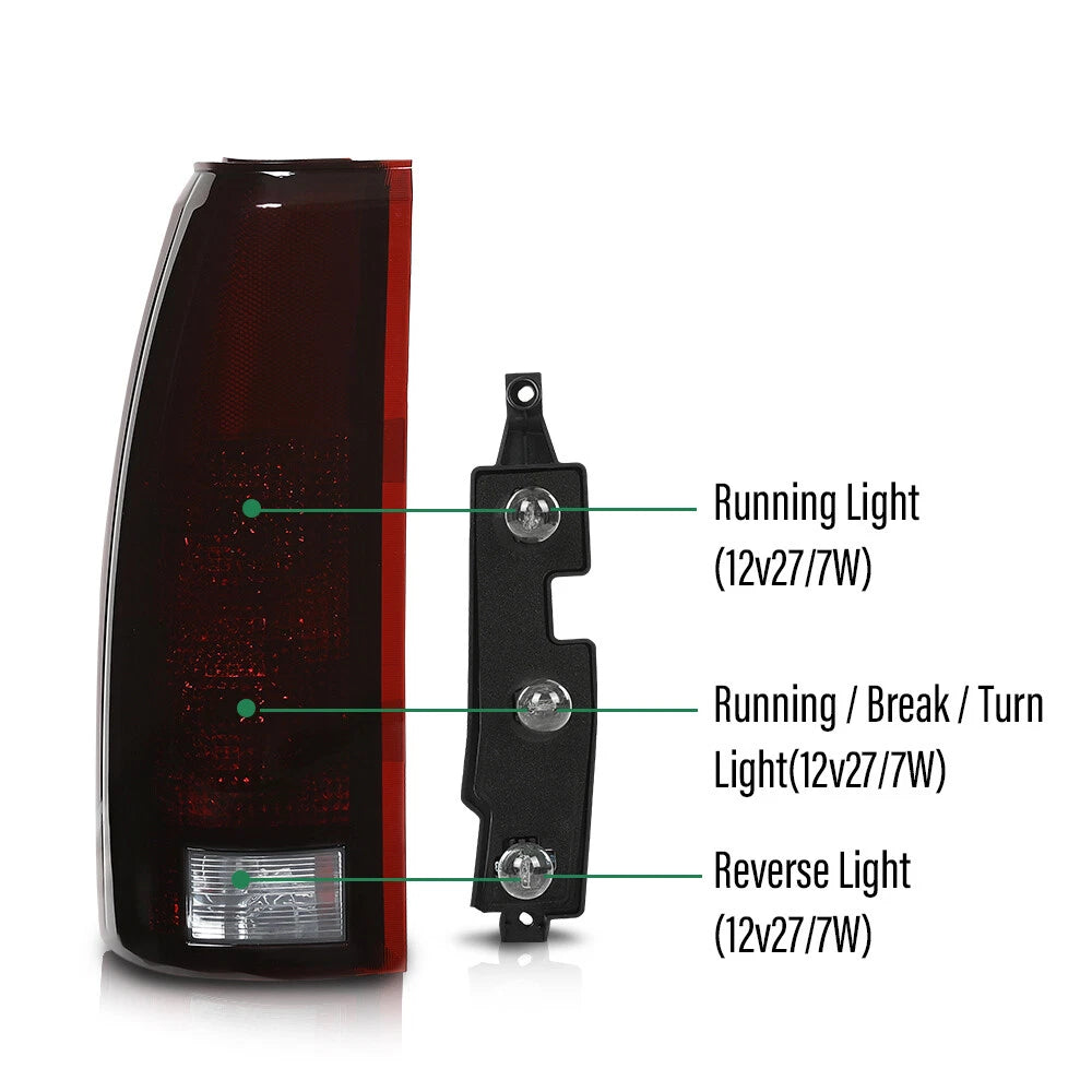 Smoke Tail Lights for Chevy Silverado GMC Sierra (1988–1999)