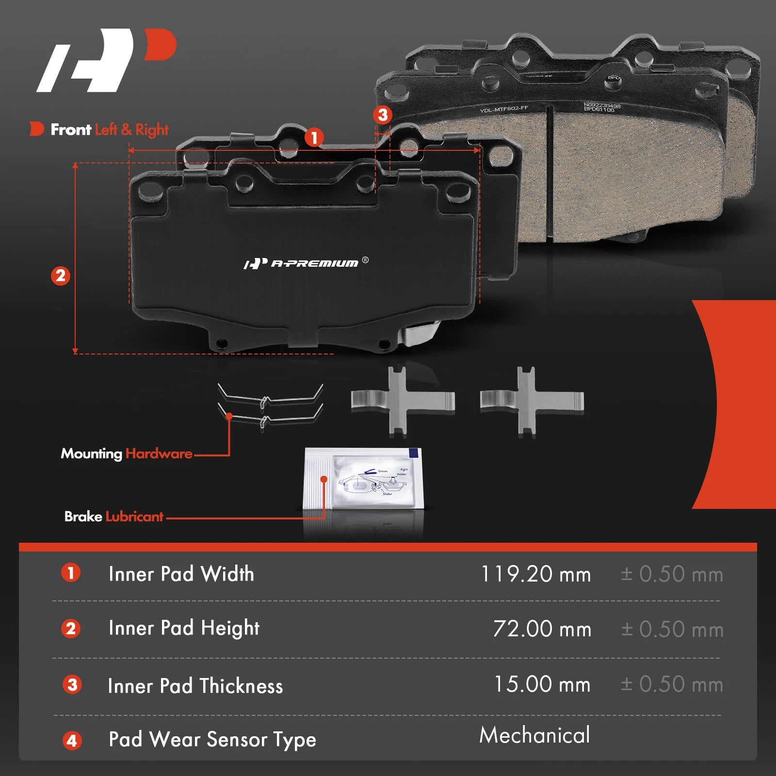 Ceramic Brake Pad Set for Toyota Tacoma and 4Runner (1995–1998, 2004)