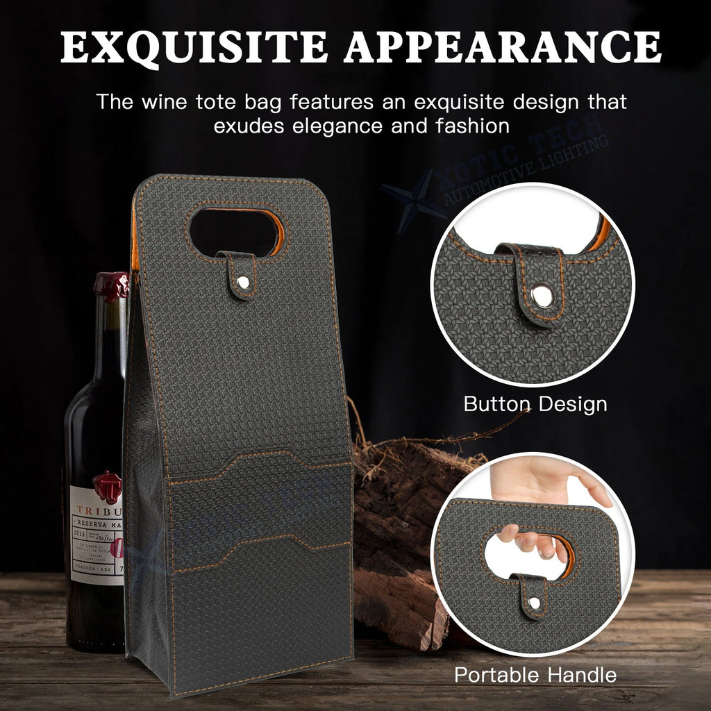 Black Woven Double Bottle Wine Carrier Bag for 2 Bottles (2015-2025)