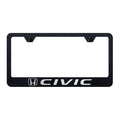 Textured Black Laser Etched Wide Bottom License Plate Frame for Honda Civic