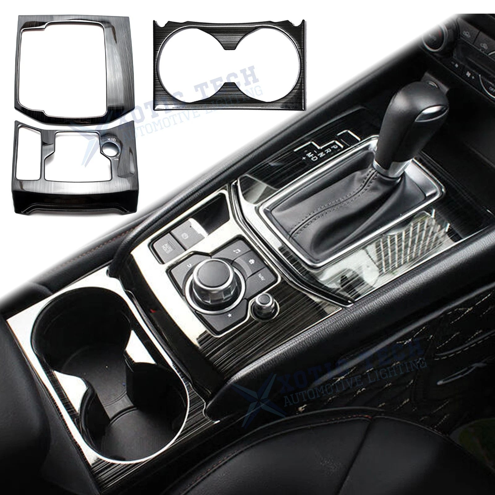 Titanium Console Gear Shift Cup Holder Panel Cover Trim for Mazda CX-5 (2017–2025)