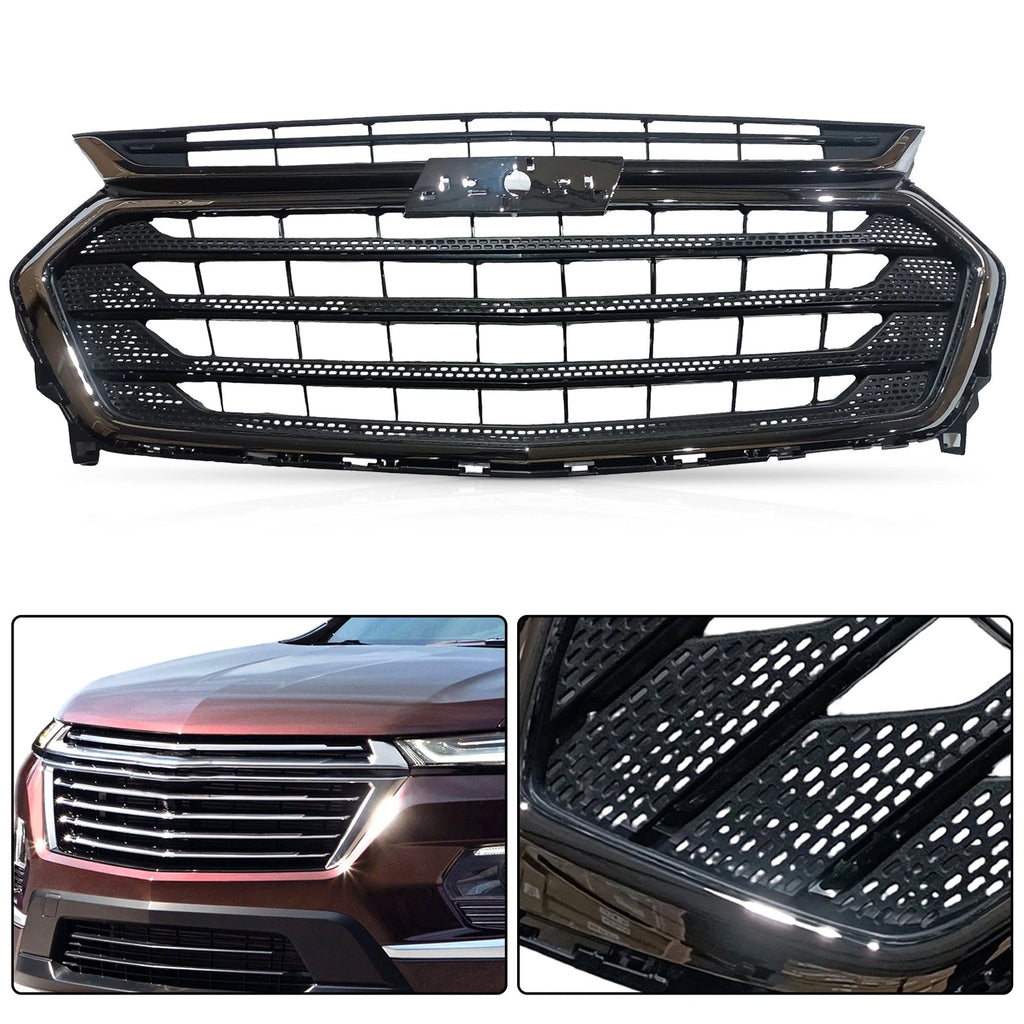Black Front Bumper Upper Grille for Chevrolet Traverse (2018-2021)