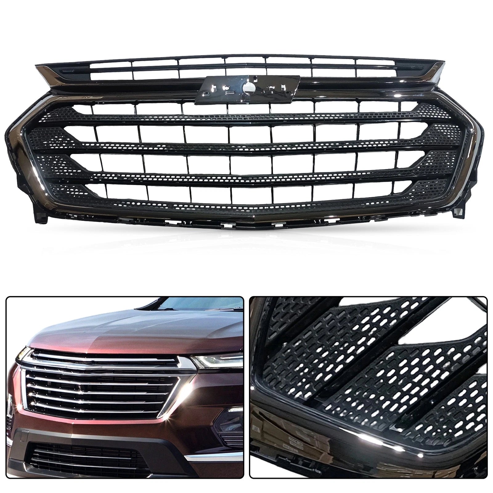 Black Front Bumper Upper Grille for Chevrolet Traverse (2018-2021)