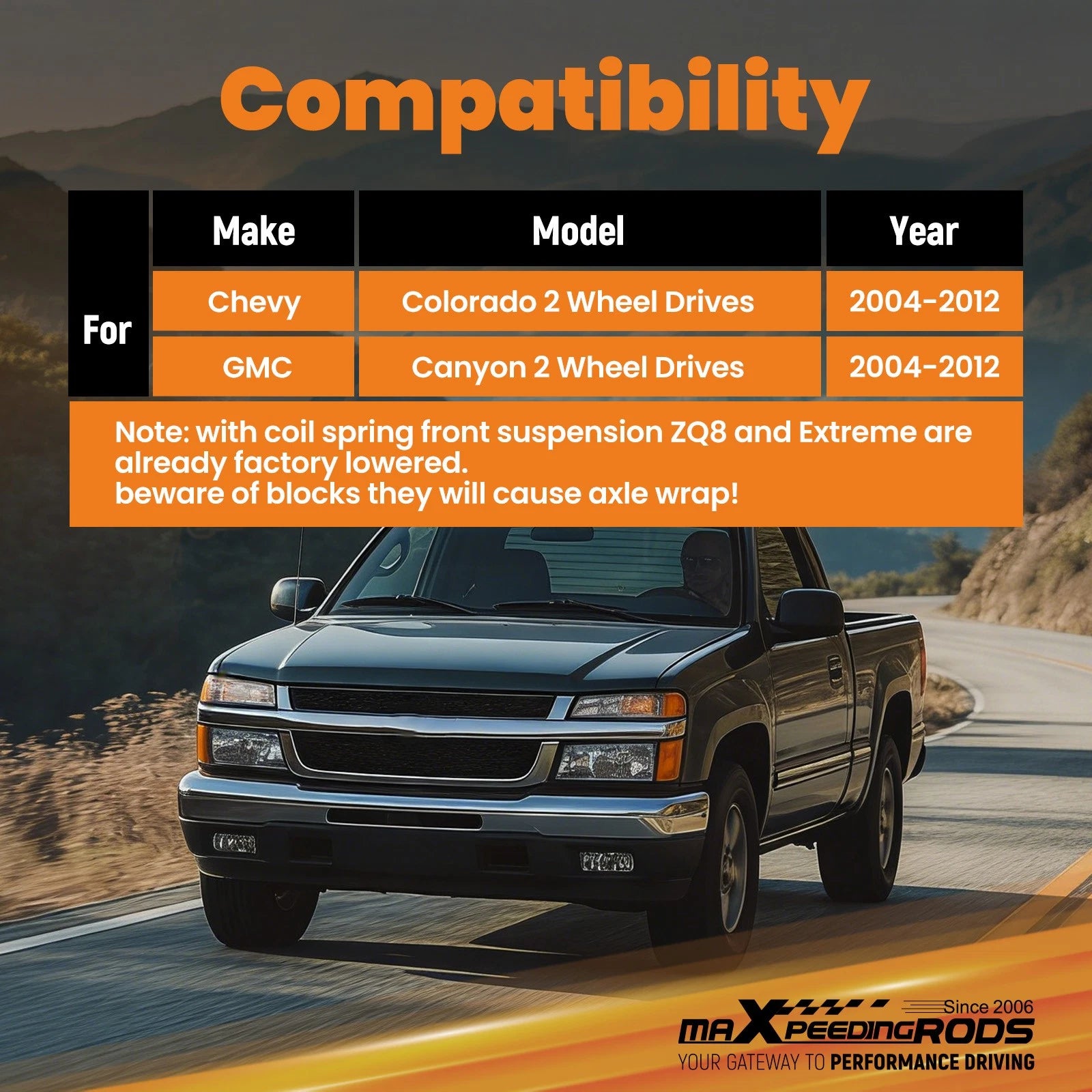 3" 4" Drop Kit for Chevrolet Colorado GMC Canyon (2004-2012) 2WD Front Rear