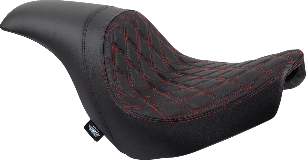 Predator Seat for Harley-Davidson (2000–2023) - Double Diamond, Red Stitching