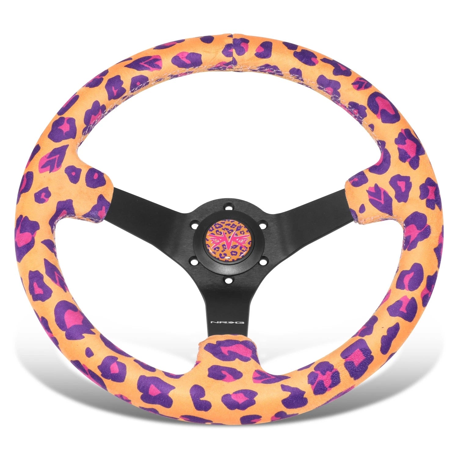NRG 350mm 3" Dish 3-Spoke Racing Steering Wheel for Universal (RST-036MB-SV-OR)