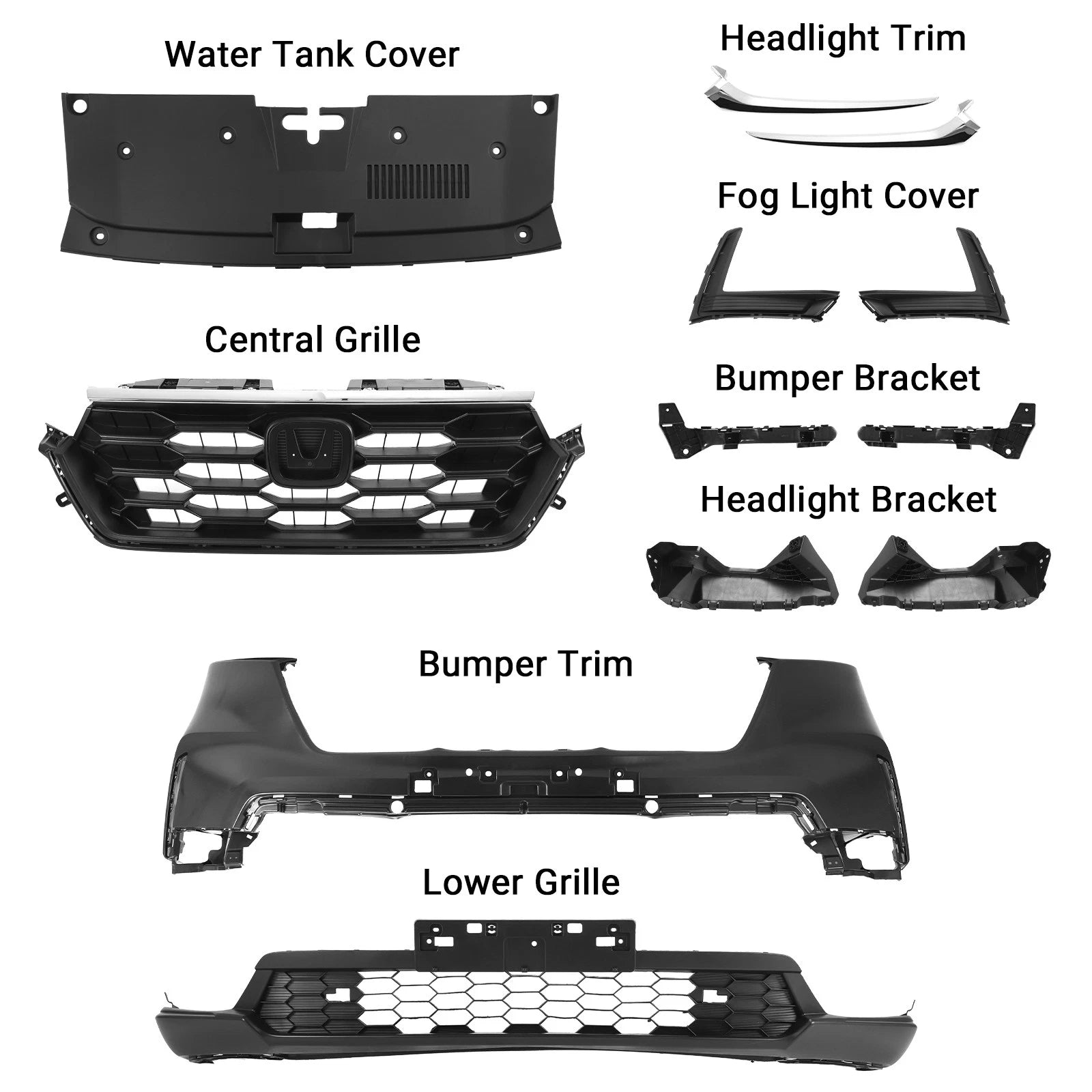 Front Bumper Kit for Honda CR-V (2023–2026) - Fog Cover, Grille, Radiator, Brackets