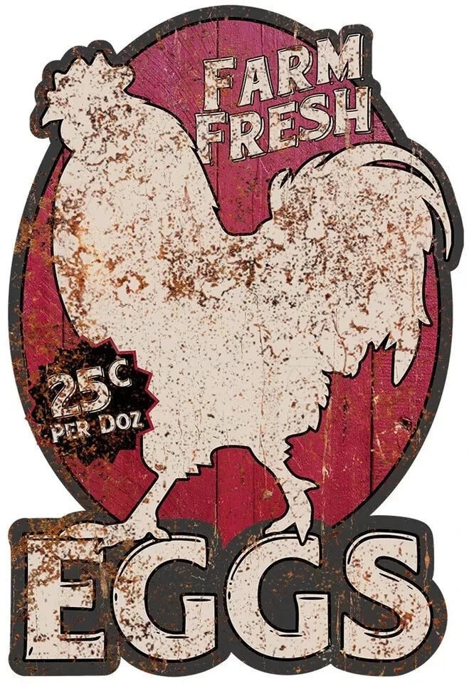 Decorative Metal Embossed Die Cut Aluminum Sign for Farm Fresh Eggs