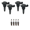 Set of 4 Ignition Coils & Denso Iridium TT Spark Plugs for Santa Fe, Sorento