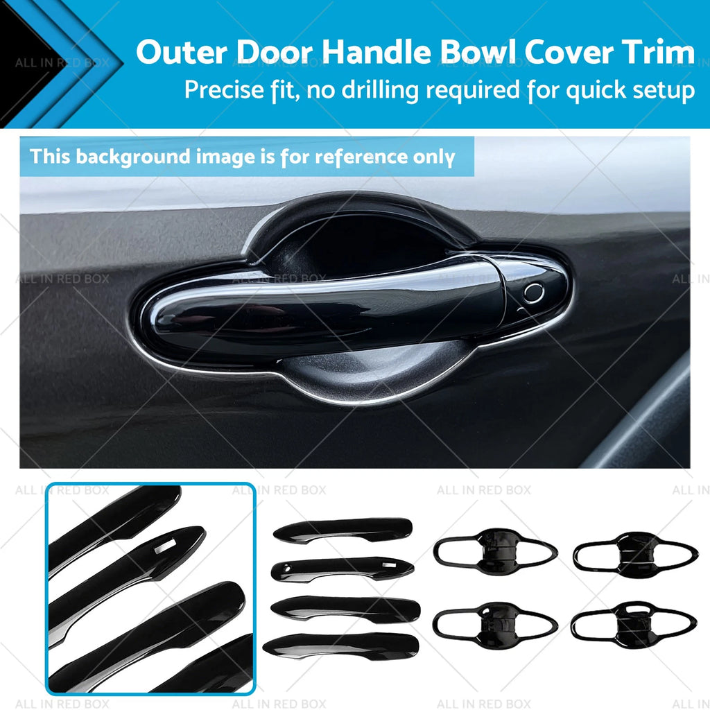 8X Black Outer Door Handle Bowl Cover Trim for Toyota Camry (2018–2023)