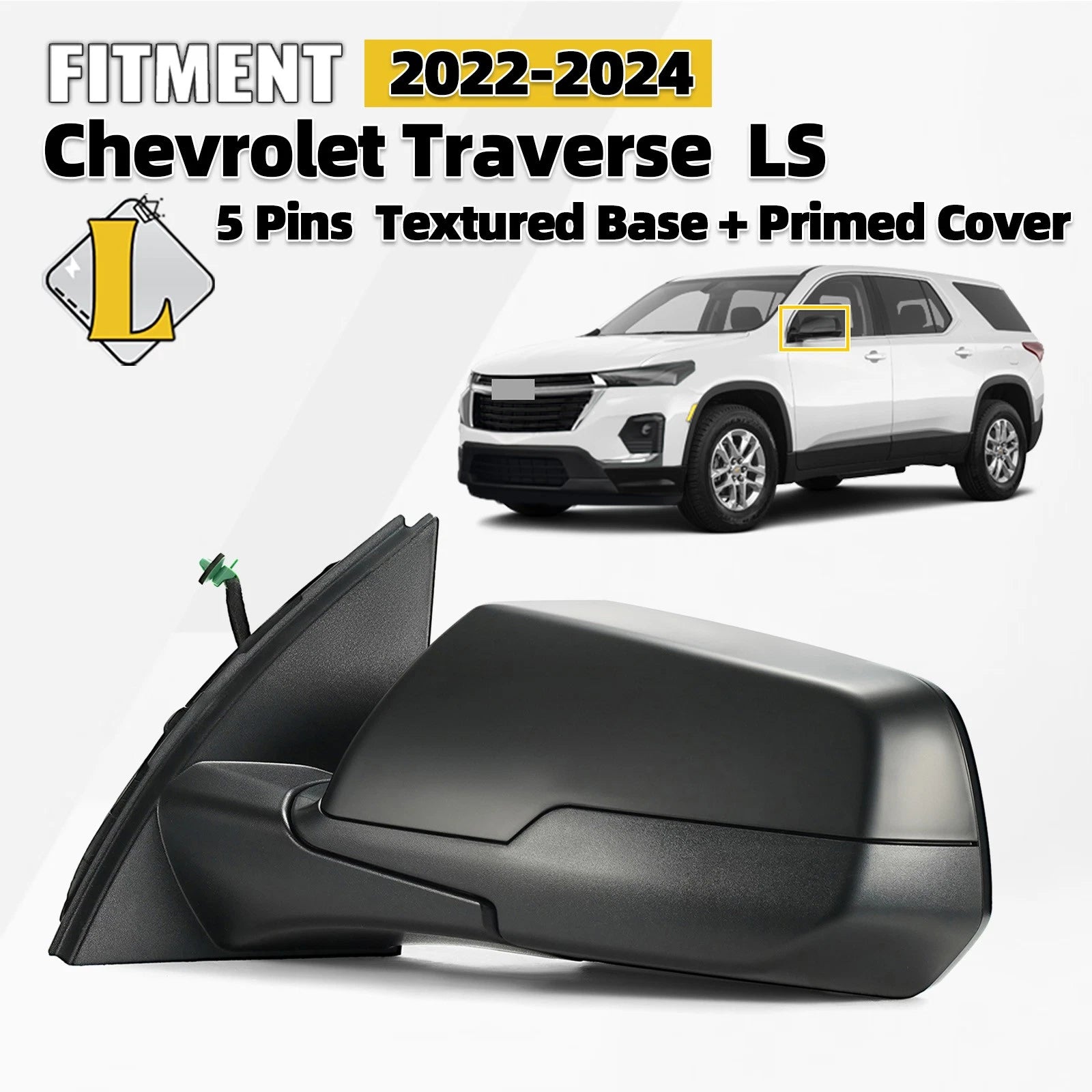 Side Mirror for Chevy Traverse (2022–2024) Left Driver 5 Pins