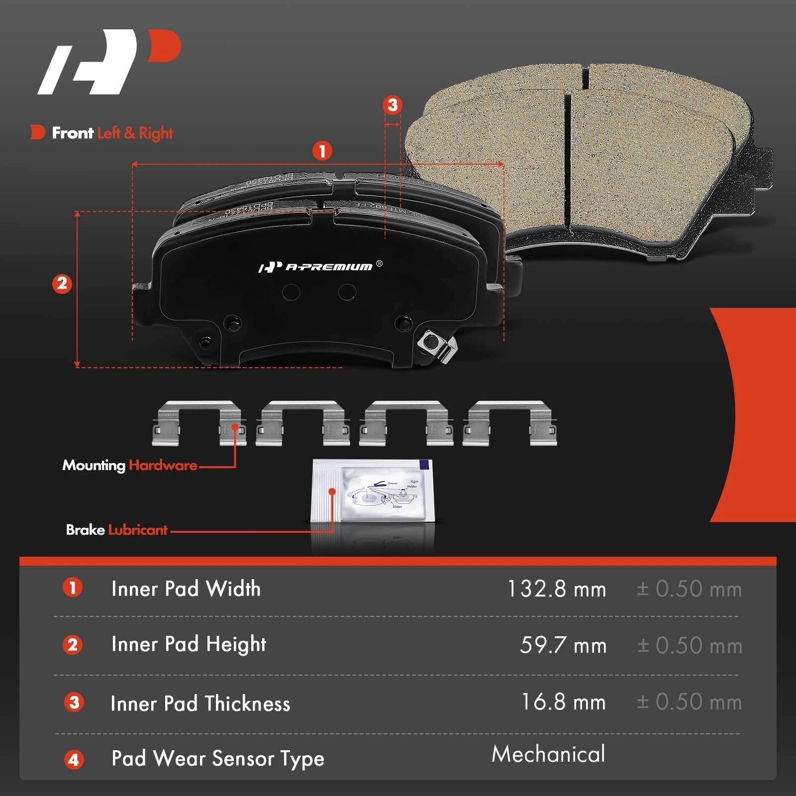 Set of 8 Ceramic Brake Pads & Shoes for Hyundai Accent (2012–2017)
