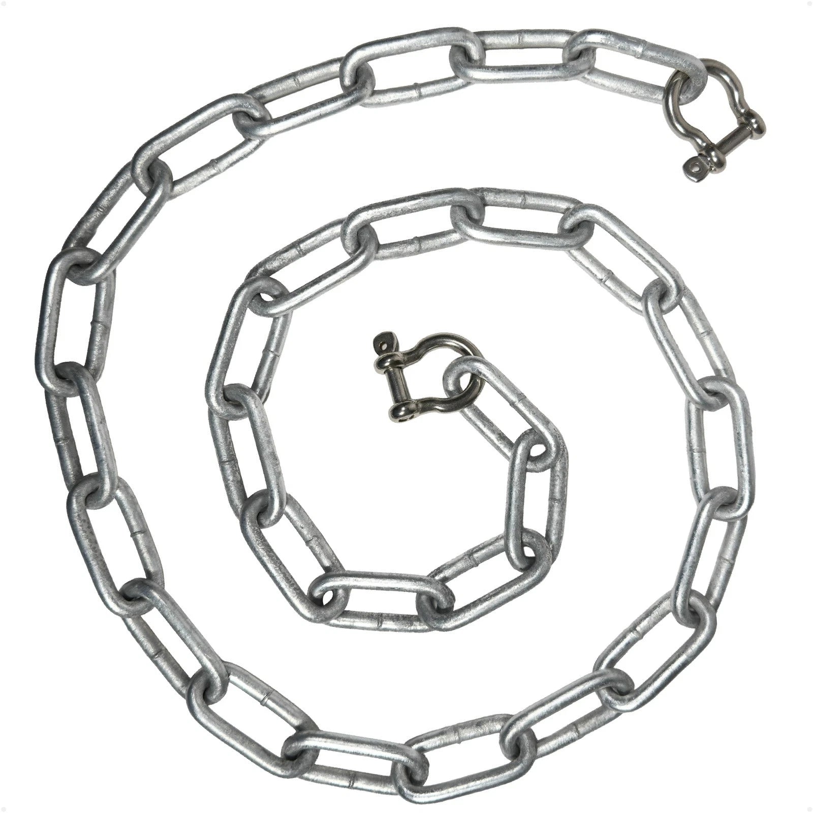 1/4" x 2' Galvanized Steel Lead Chain with Shackles for Boat Anchor