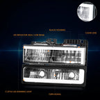 C-Shape LED DRL Headlights for Chevy GMC C/K Suburban Tahoe Yukon (1988–2000)