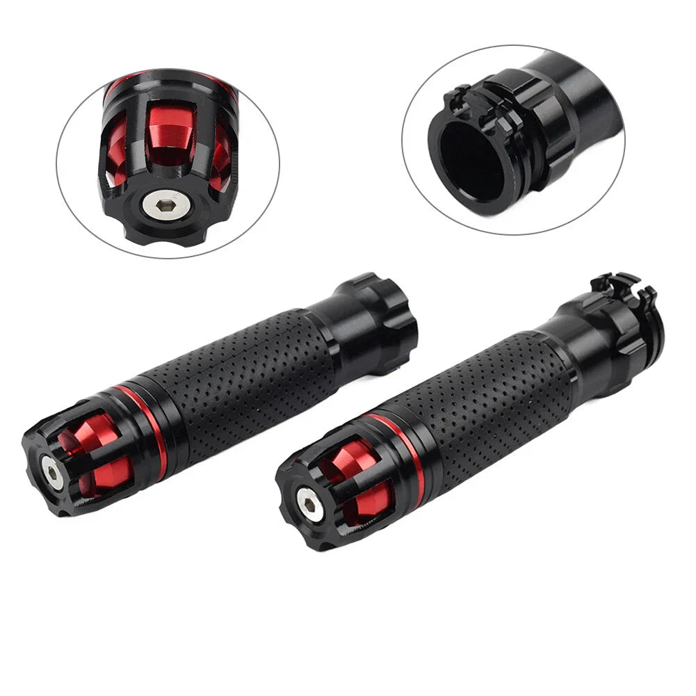 22MM BLK+RED Handle Bar Hand Grips for Honda, Suzuki, Yamaha, Kawasaki