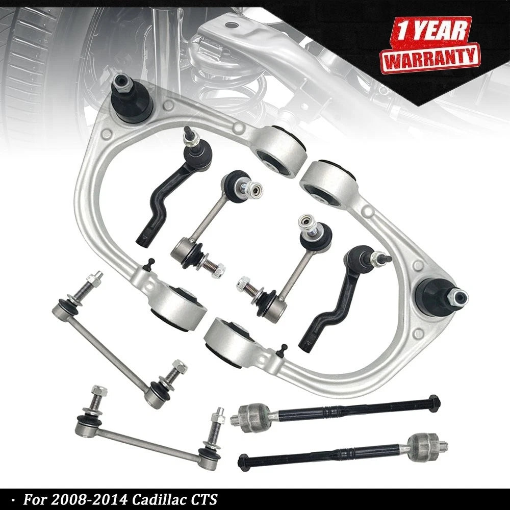 Set of 10 Front Upper Control Arm Ball Joints Tie Rod Ends for Cadillac CTS (2008–2014)
