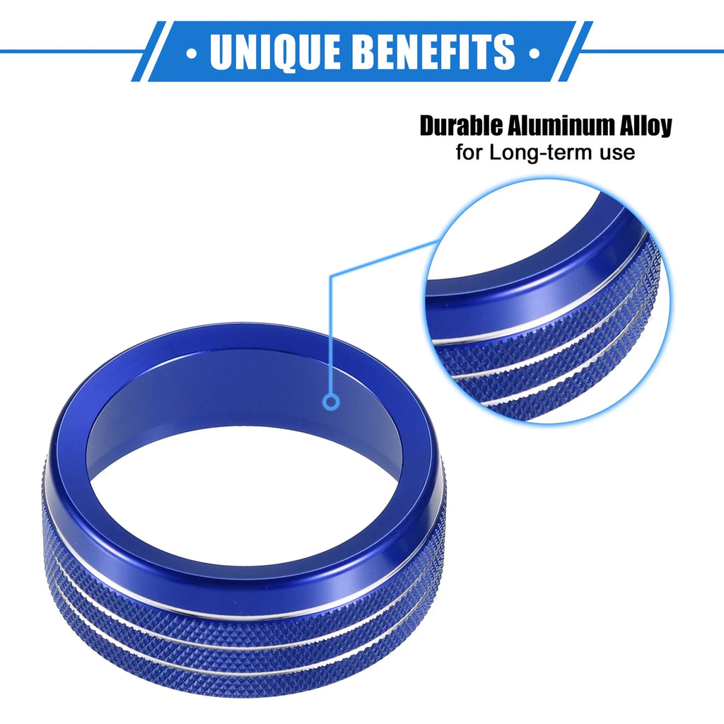 3 Pcs AC Audio Tune Switch Knob Ring Cover for Dodge Dart (2012–2018) Blue