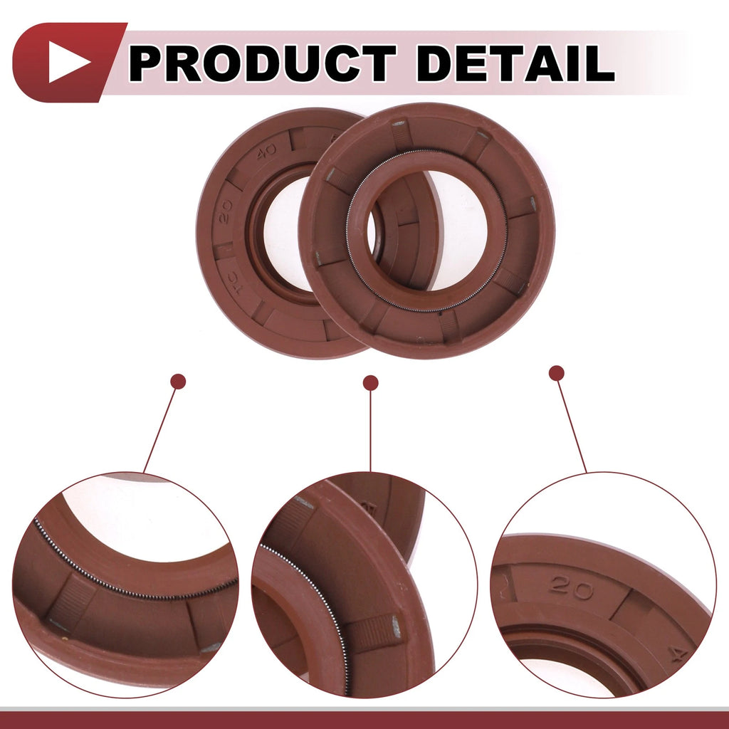 Set of 2 Oil Seal Rotary Shaft Seal FKM Rubber 20x40x5mm