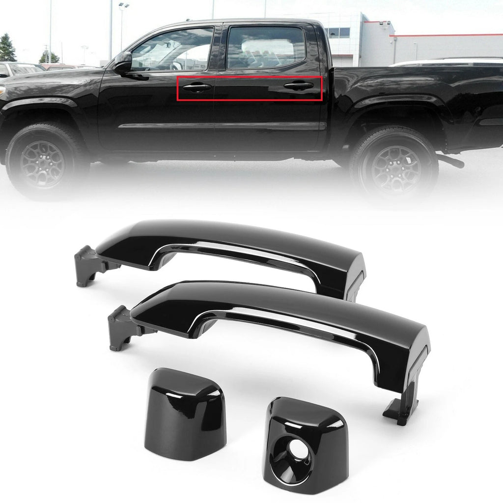 Front Rear Outside Door Handle Kit Glossy Black for Toyota Tundra Sequoia (2011–2019)