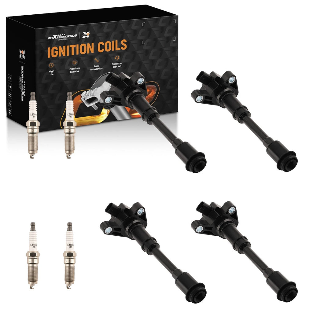 Set of 4 Ignition Coils & Spark Plugs for Ford Escape Fiesta 1.6L Turbo (2013–2019)