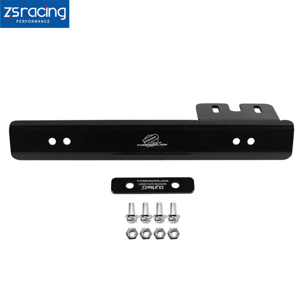 Universal Black Front Bumper License Plate Mount Bracket Relocator