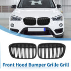 1 Pair Front Upper Bumper Grille for BMW X1 Matte Black (2016 - 2022)