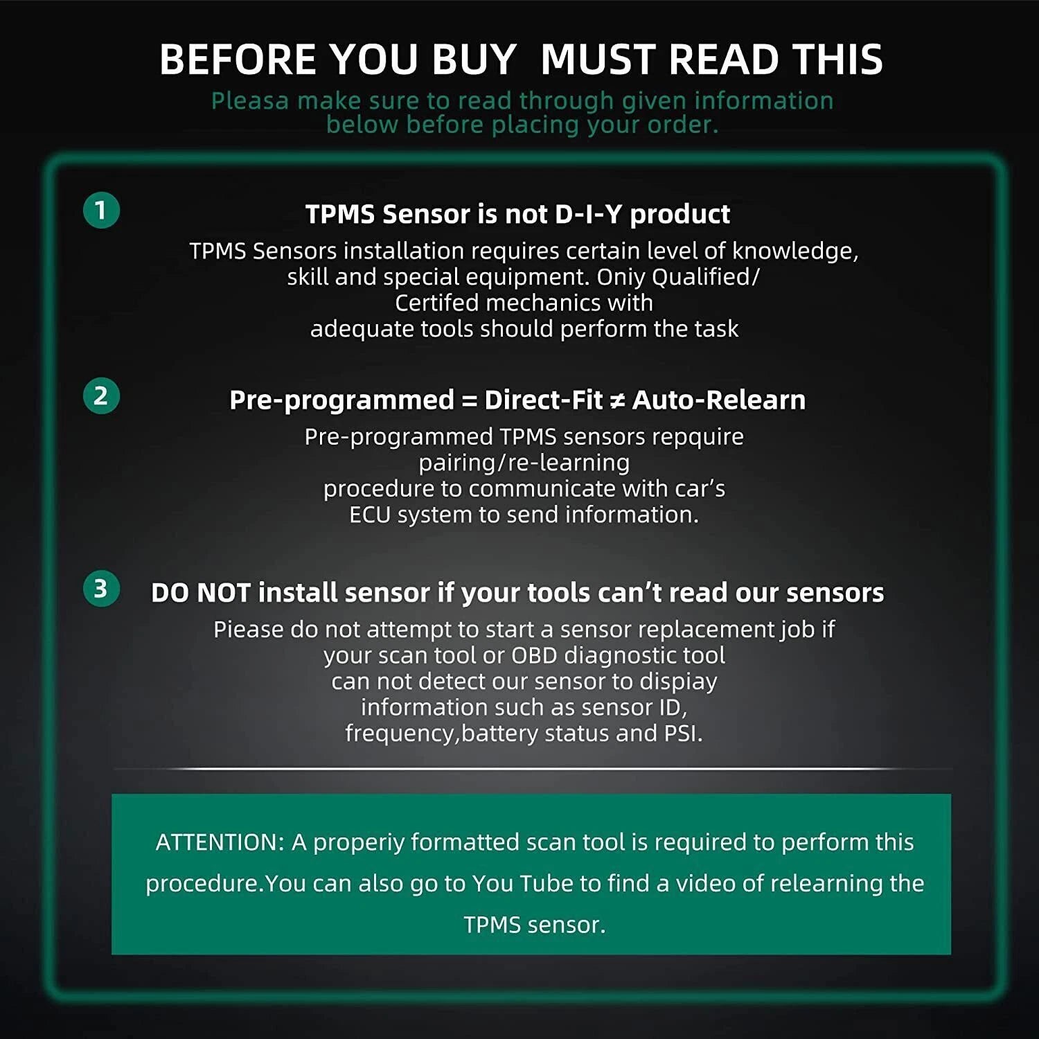Set of 4 TPMS Tire Pressure Sensors for Ford Flex (2011–2013)