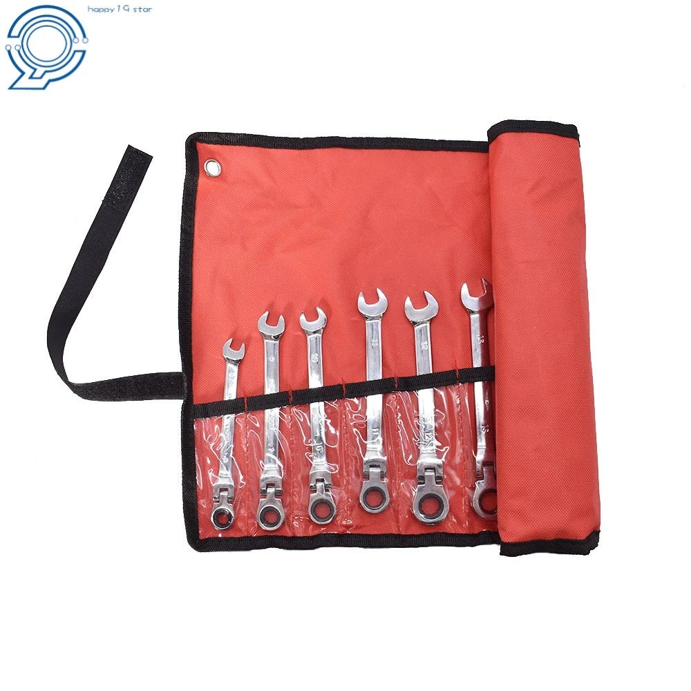 Set of 12 Metric Flexible Head Ratcheting Wrenches 8-19mm for Automotive