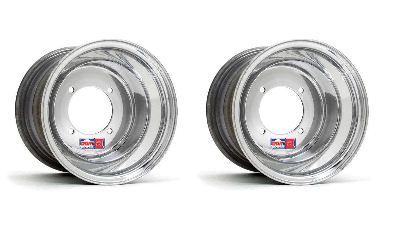 Set of 2 DWT Red Label Polished Rear Wheels Rims 9x8 4/115 for Raptor 700, YFZ450, Banshee