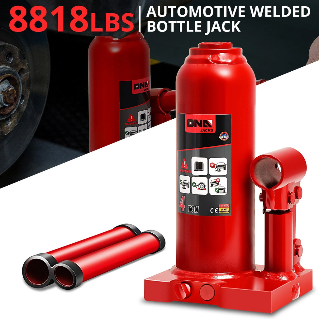15" Red Hydraulic Bottle Jack for Automotive Repair (4 Tons)