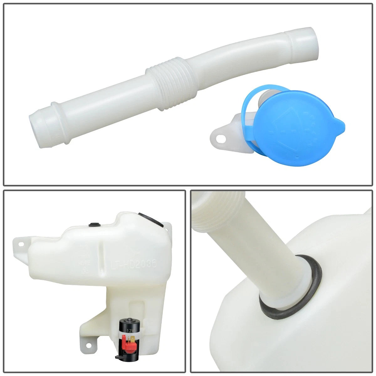 Windshield Washer Fluid Reservoir Tank Bottle w/Cap+Pump for Honda Civic (2004–2005)